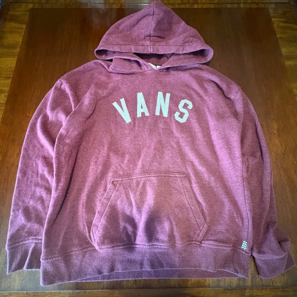 Vans Logo Hoodie Burgundy‎ Pullover Mens S Skate Streetwear